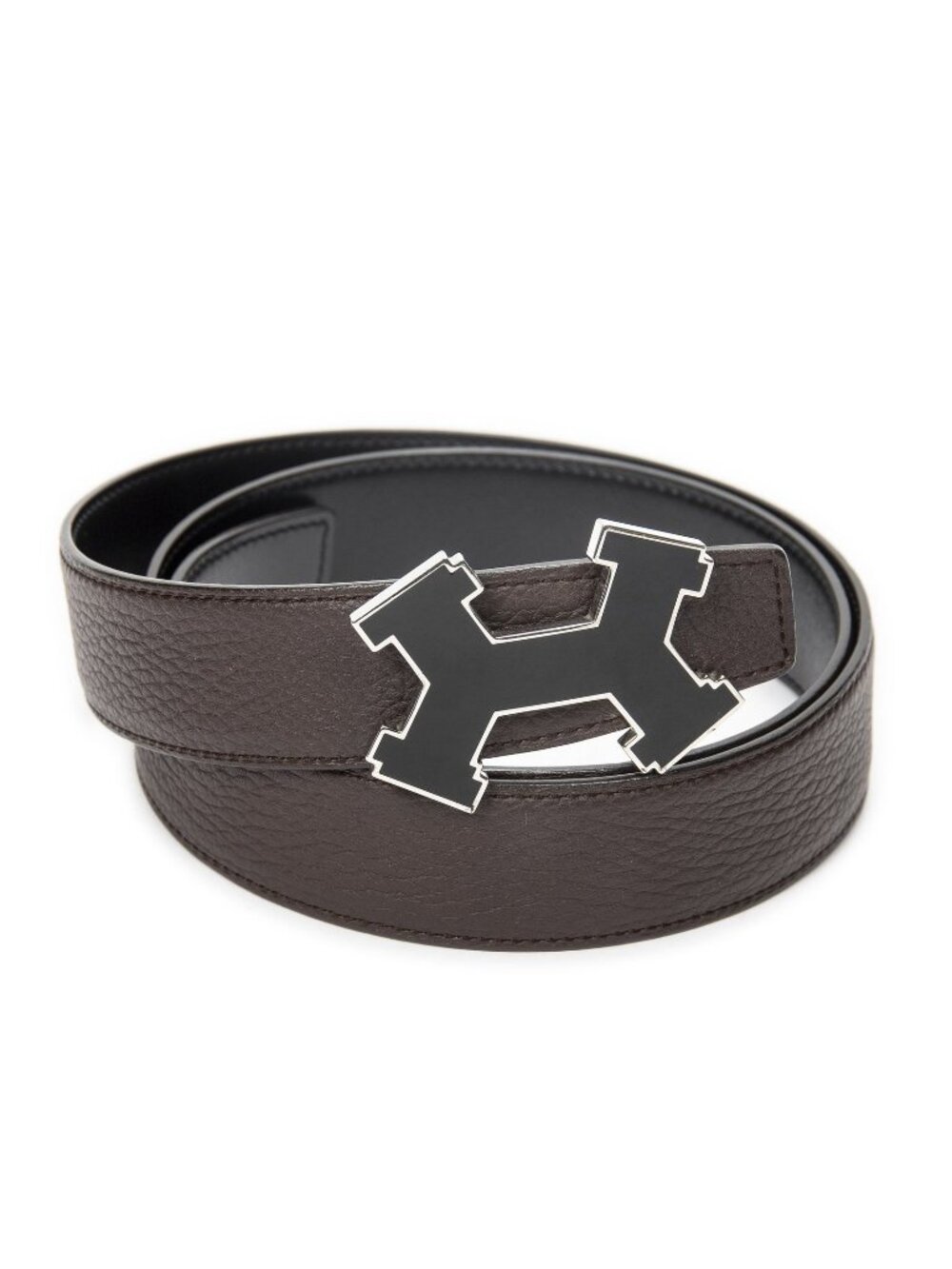 Hermes Street Reversible Belt Dark Brown Clemence Leather
